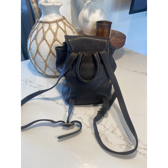 VINTAGE COACH BACKPACK BROWN PEBBLE LEATHER LUXURY SONOMA DRAWSTRING - Picture 14 of 15